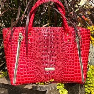 Chic Red Crocodile Embossed Faux Leather Women's Bag